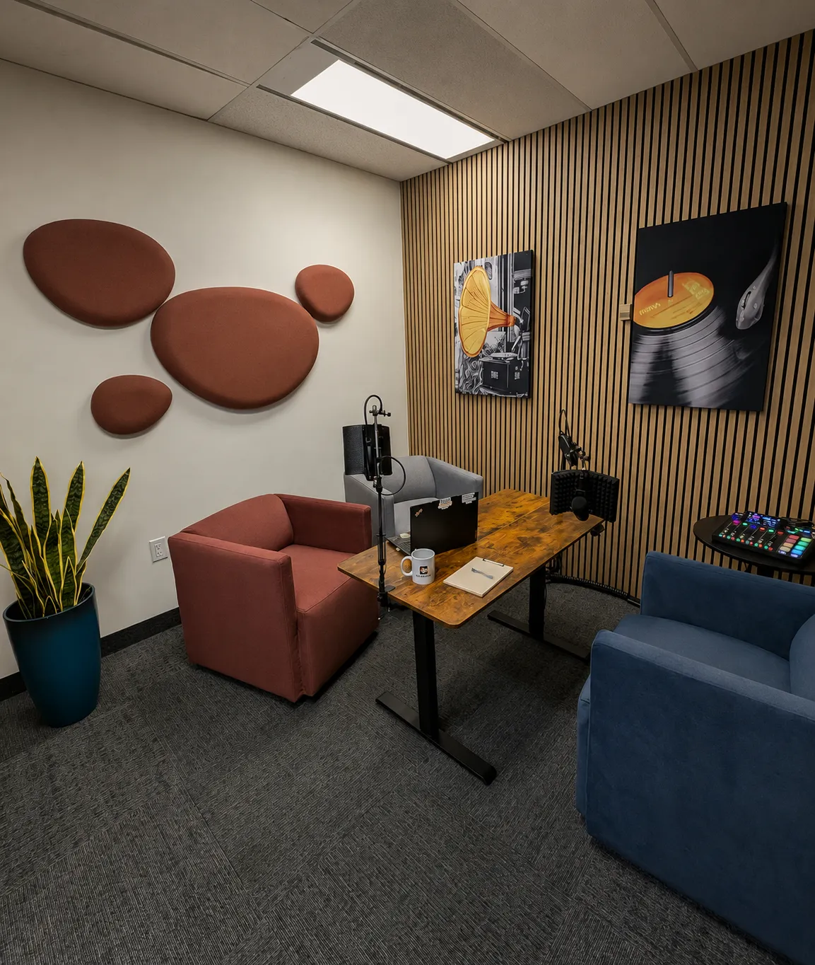 BuzzCast recording studio with equipment